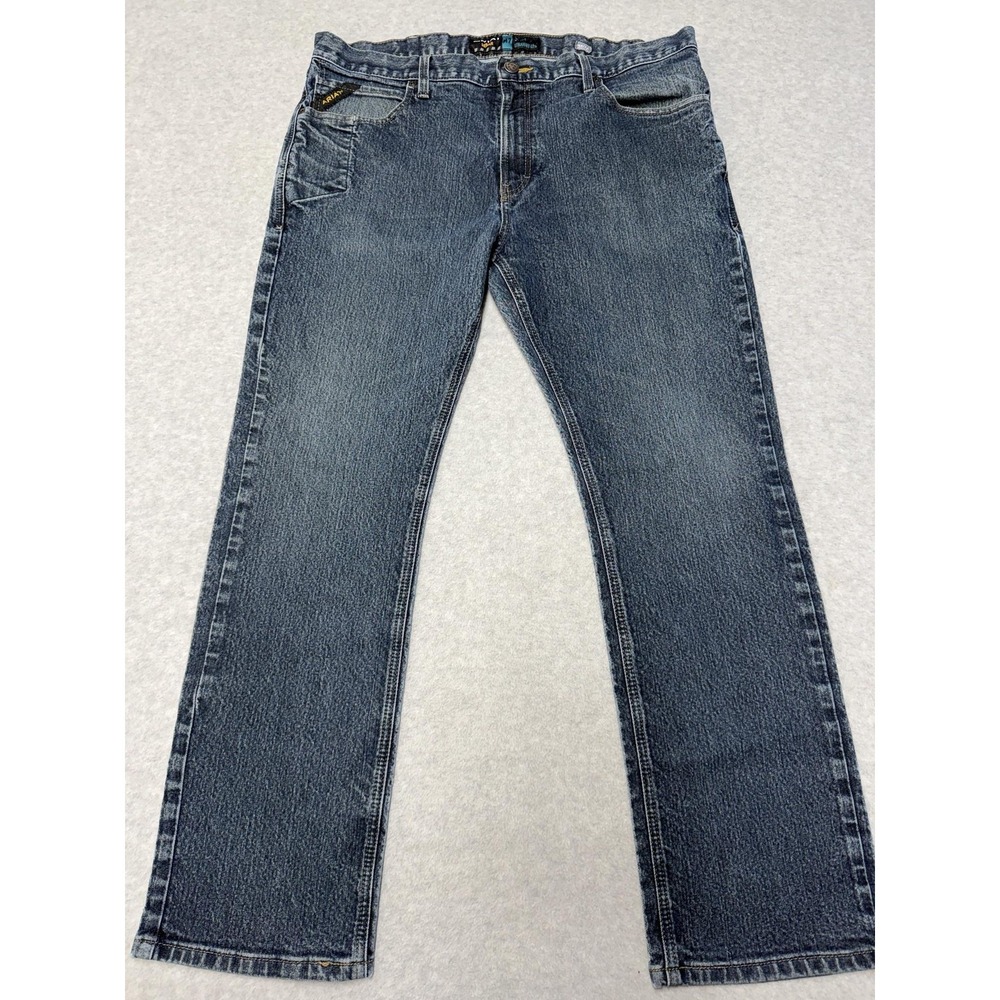 Ariat Rebar M7 Jeans Mens 40x32 Blue Slim Straight Stretch Denim Medium Wash